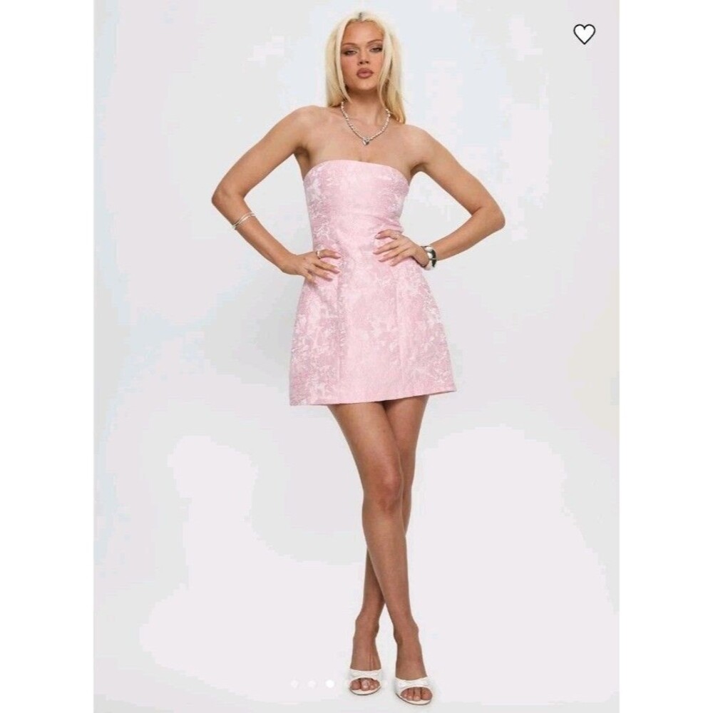Princess Polly Corset Pink Lace Floral Heaven Sent Strapless Mini Dress Size 12